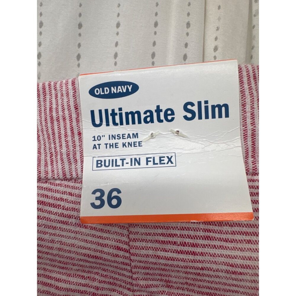 Old Navy Mens Shorts Sz 36 Red/White Striped NWT Ultimate Slim Built-In Flex 10" - Picture 6 of 13